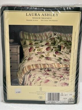 VTG Laura Ashley Blouson Valance Window Treatment 86”x15” Hydrangea